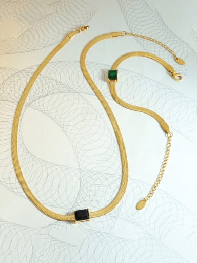 Titanium Steel Cubic Zirconia Vintage Geometric Bracelet and Necklace Set