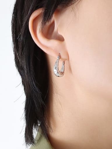 F041 Steel Earrings Titanium Steel Geometric Vintage U Shape Huggie Earring
