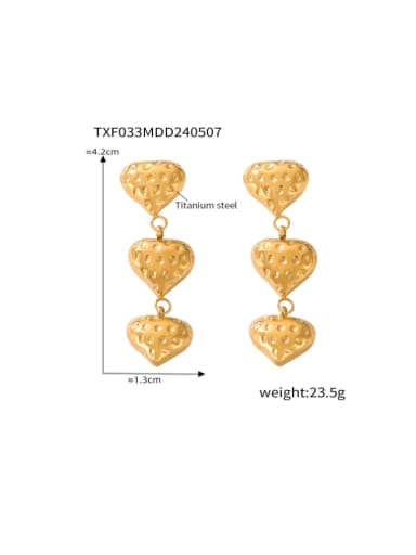 TXF033 Gold Earrings Titanium Steel Imitation Pearl Hip Hop Heart  Earring and Necklace Set