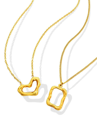 Titanium Steel Geometric Minimalist  Heart Pendant Necklace