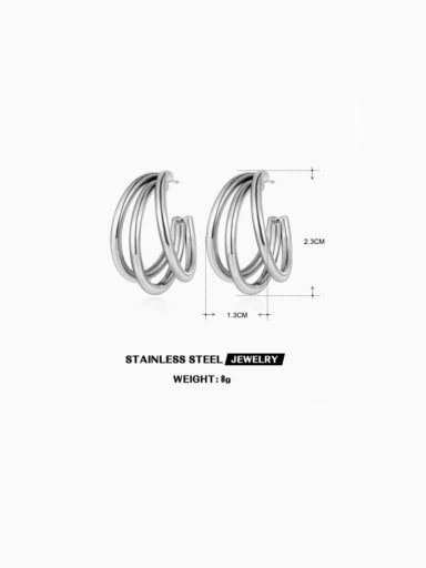 Steel colored C-shaped earrings Stainless steel Geometric Minimalist Stud Earring