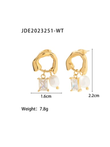 JDE2023251 WT Stainless steel Cubic Zirconia Geometric Vintage Huggie Earring