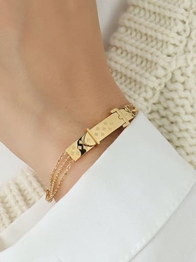 E025 gold pattern Bracelet Titanium Steel Geometric Minimalist Link Bracelet