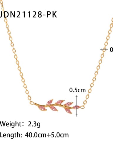 Stainless steel Cubic Zirconia Leaf Vintage Necklace