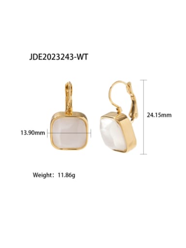 JDE2023243 WT Stainless steel Opal Geometric Vintage Huggie Earring