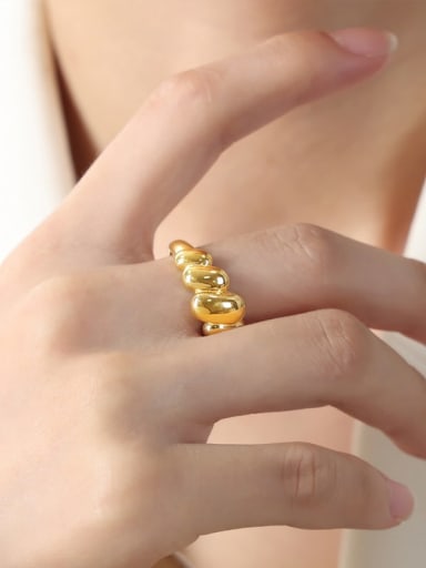 A581 Gold Ring Titanium Steel Geometric Trend Band Ring