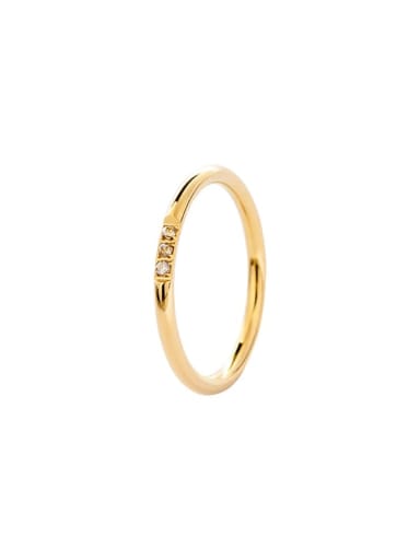 golden Titanium Steel Rhinestone Geometric Minimalist Band Ring