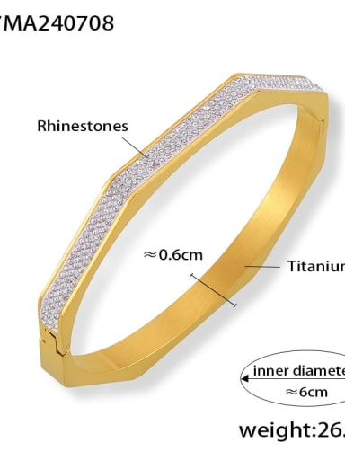 Z347 Gold Titanium Steel Cubic Zirconia Geometric Trend Band Bangle