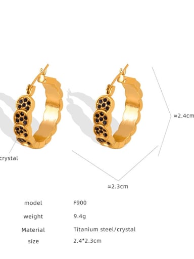 F900 Black Water Diamond Gold Earrings Titanium Steel Freshwater Pearl Geometric Trend Stud Earring