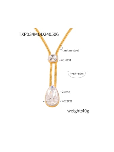 TXP034 Gold Necklace Titanium Steel Cubic Zirconia Hip Hop Water Drop Bracelet and Necklace Set
