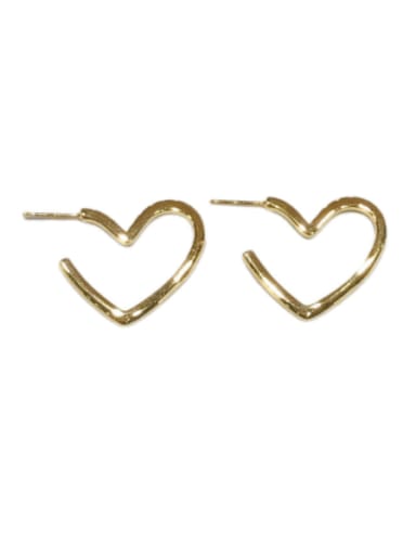 Brass Hollow   Heart Minimalist Stud Earring