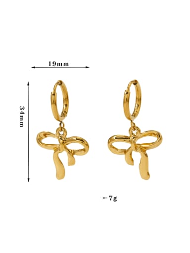 Gold Earrings KDE2566 Stainless steel Vintage Bowknot Earring and Necklace Set