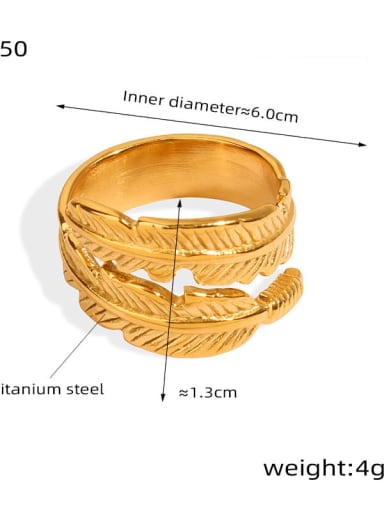 A350 Gold Ring Trend Feather Titanium Steel Ring and Bangle Set