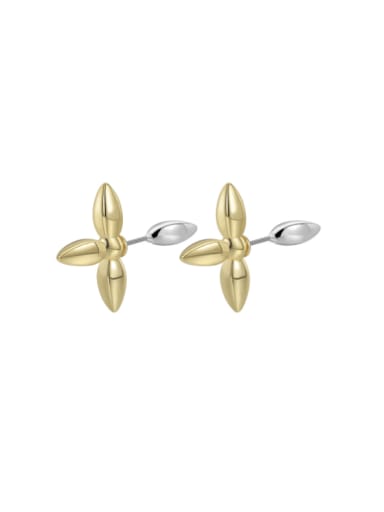 Brass Cross Minimalist Stud Earring