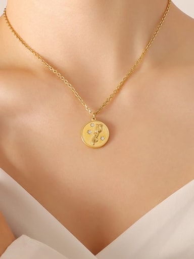 P223 gold necklace 40+ 5cm Titanium Steel Rhinestone Geometric Vintage Necklace