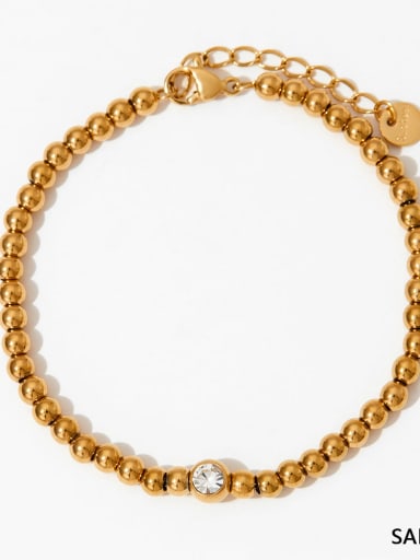 SAK729 Gold Bracelet Trend Geometric Stainless steel Cubic Zirconia Bracelet and Necklace Set