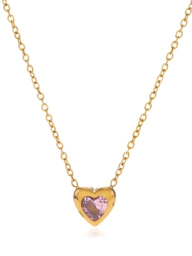 Stainless steel Cubic Zirconia Heart Minimalist Necklace
