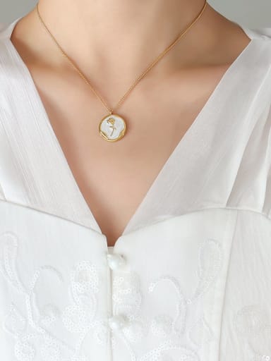 P1197 gold necklace 40 +5cm Titanium Steel Enamel Geometric Vintage Necklace