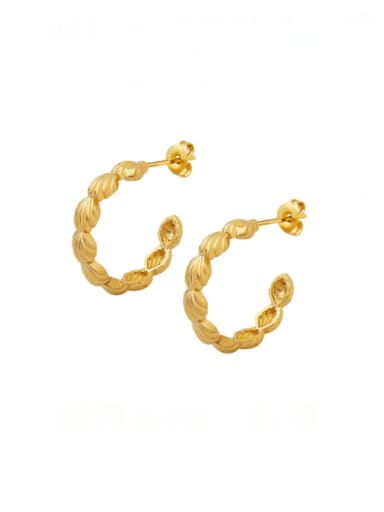 Brass Geometric Vintage  C Shape  Stud Earring