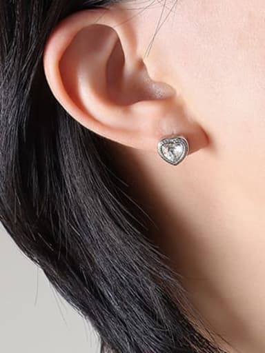 F073 zircon Steel Earrings Titanium Steel Glass Stone Vintage Heart Earring and Necklace Set