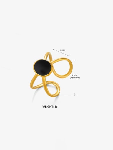 Gold Oval Ring Black Stainless steel Enamel Geometric Hip Hop Stackable Ring