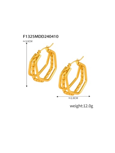 F1325 Gold Earrings Titanium Steel Geometric Hip Hop Huggie Earring