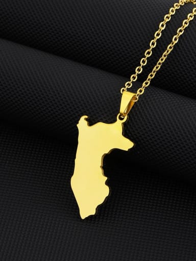 Stainless steel Irregular Hip Hop Hollow out map of Peru Pendant Necklace