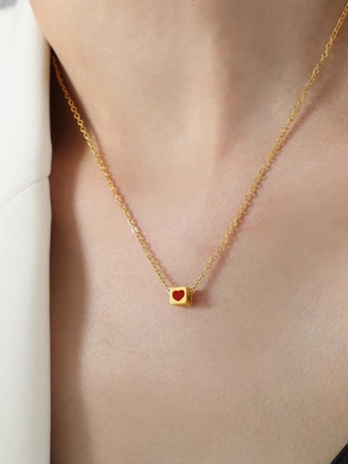 P1723 Gold Necklace 40+ 5cm Titanium Steel Enamel Geometric Heart Trend Necklace