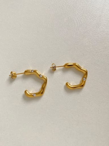 Gold White Diamond DEK1654 Stainless steel Geometric Trend Stud Earring