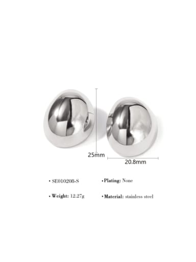 SE010208 S Titanium Steel Oval Glossy Geometry Minimalist Stud Earring