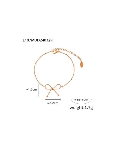 E107 Rose Bracelet Titanium Steel Minimalist Bowknot  Bracelet and Necklace Set