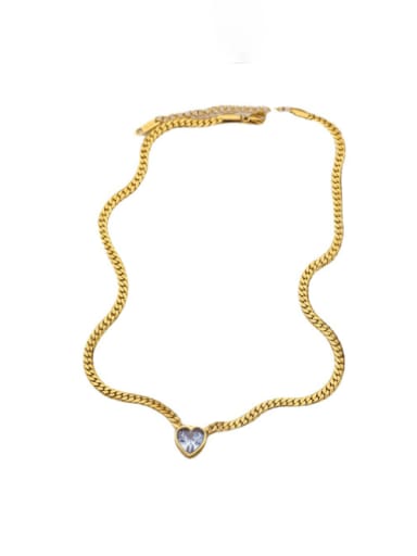 XL301 Love White Diamond Necklace Gold Titanium Steel Cubic Zirconia Heart Hip Hop Necklace