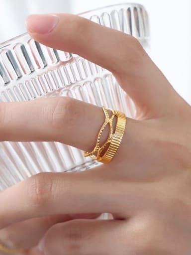 A569 Gold Ring Titanium Steel Geometric Minimalist Stackable Ring