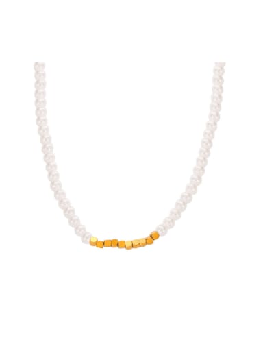 Stainless steel Imitation Pearl Irregular Minimalist Beaded Necklace