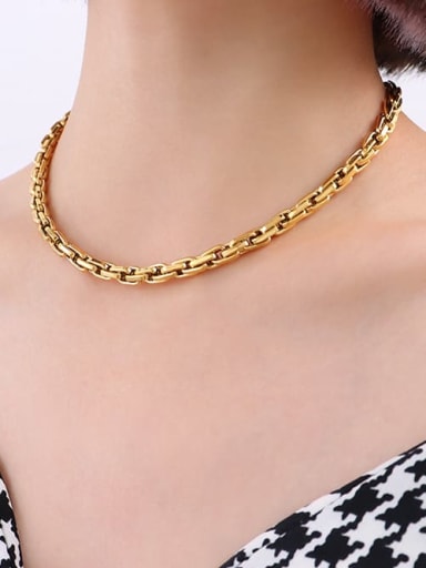 P064 gold necklace 40+ 5cm Titanium Steel Geometric Vintage Necklace