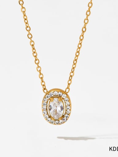 KDD371 Gold Stainless steel Cubic Zirconia Flower Vintage Necklace
