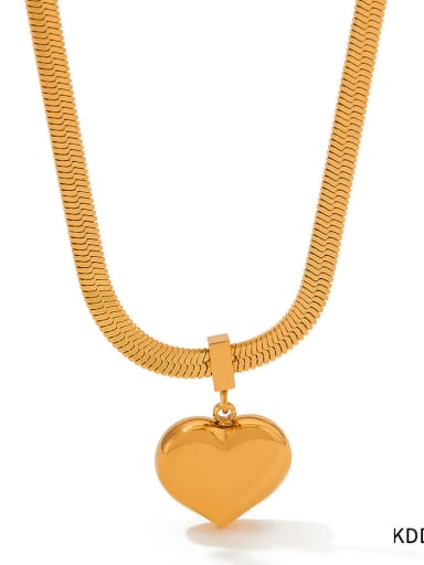 KDD033 Gold Stainless steel Heart Trend Cuban Necklace