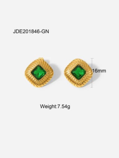 JDE201846 GN Stainless steel Cubic Zirconia Geometric Vintage Stud Earring