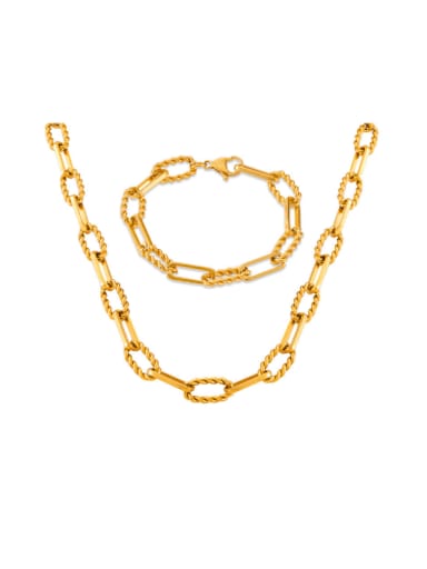 Titanium Steel Hip Hop Geometric Chain Bracelet and Necklace Set