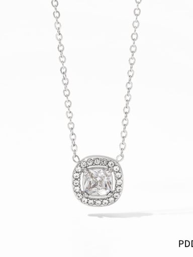 Stainless steel Cubic Zirconia Flower Vintage Necklace