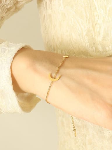 E103 gold bracelet 16+ 5cm Titanium Steel Minimalist Moon Bracelet and Necklace Set
