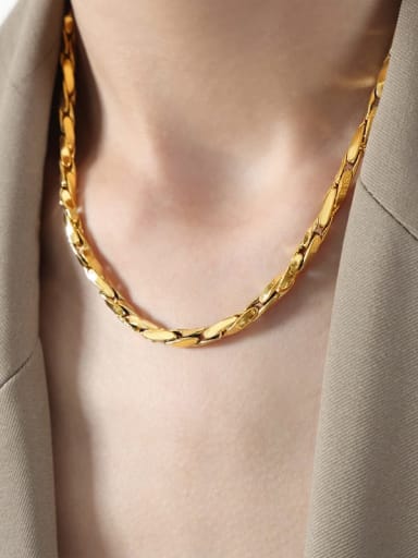P1771 Gold Necklace 40+ 5cm Titanium Steel Trend Geometric Bracelet and Necklace Set