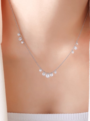 P070 steel zircon necklace 40 +5cm Titanium Steel Rhinestone Geometric Minimalist Necklace