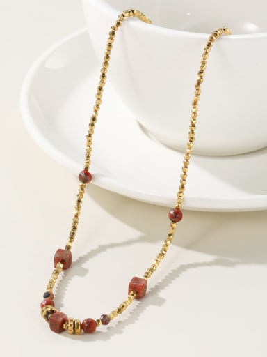 custom Titanium Steel Bead Red Geometric Vintage Necklace