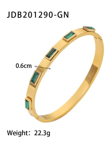 JDB201290 GN Stainless steel Cubic Zirconia Green Geometric Trend Band Bangle