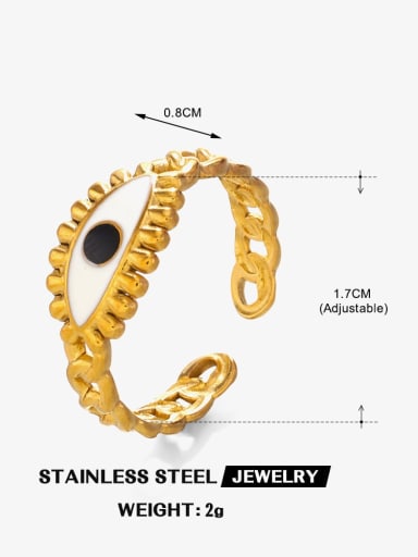 Golden Eye Ring White Stainless steel Enamel Evil Eye Trend Band Ring