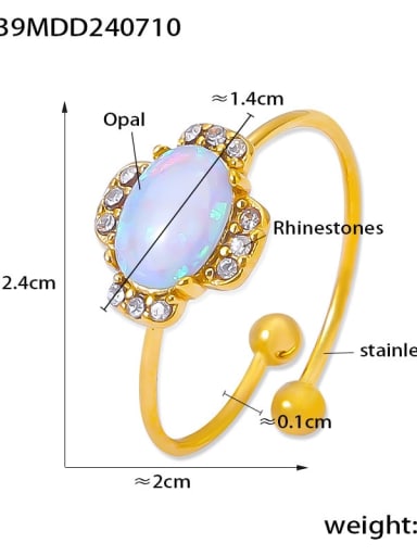 A139 Gold Stainless steel Cubic Zirconia Flower Dainty Band Ring