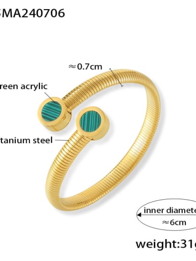Z345 Gold Green Titanium Steel Shell Geometric Trend Cuff Bangle