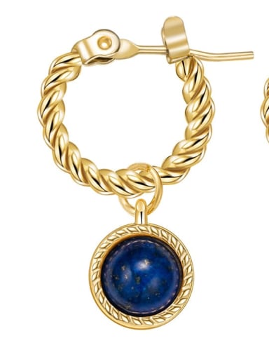 SE21061508PU Vintage Geometric Titanium Steel Blue Earring Ring and Necklace Set