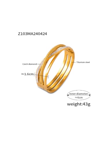 Z102 Gold Bracelet Titanium Steel Cubic Zirconia Geometric Hip Hop Band Bangle